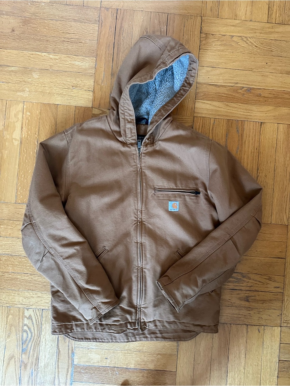 Carhartt Brown Hooded Work Jacket — Adult Medium